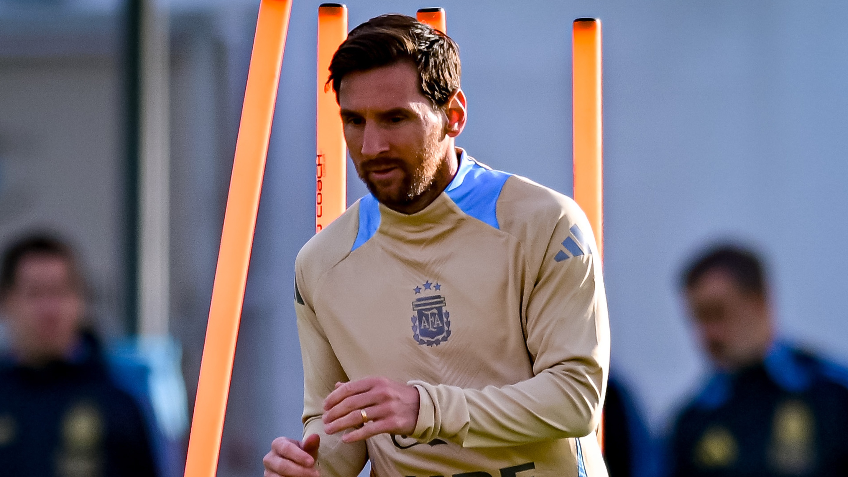 Lionel Messi in training for Argentina 