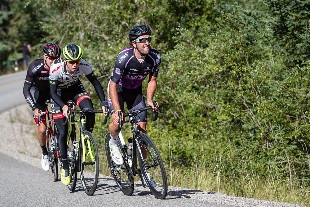 Thomas Vaubourzeix (Lupus) makes a final push for the break on the climb