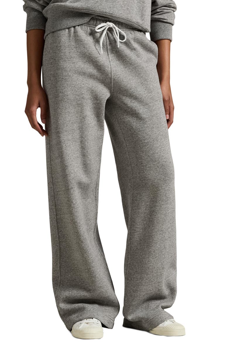 Wide Leg Cotton Blend Fleece Sweatpants