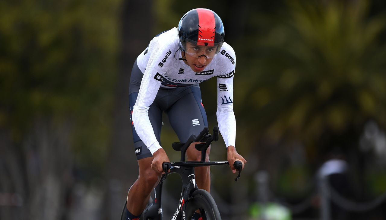 Egan Bernal during the Tirreno-Adriatico 2021 time trial 