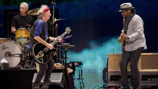 Charlie Watts, Keith Richards and Darryl Jones of the Rolling Stones perform at the MGM Grand Garden Arena on May 11, 2013 in Las Vegas, Nevada