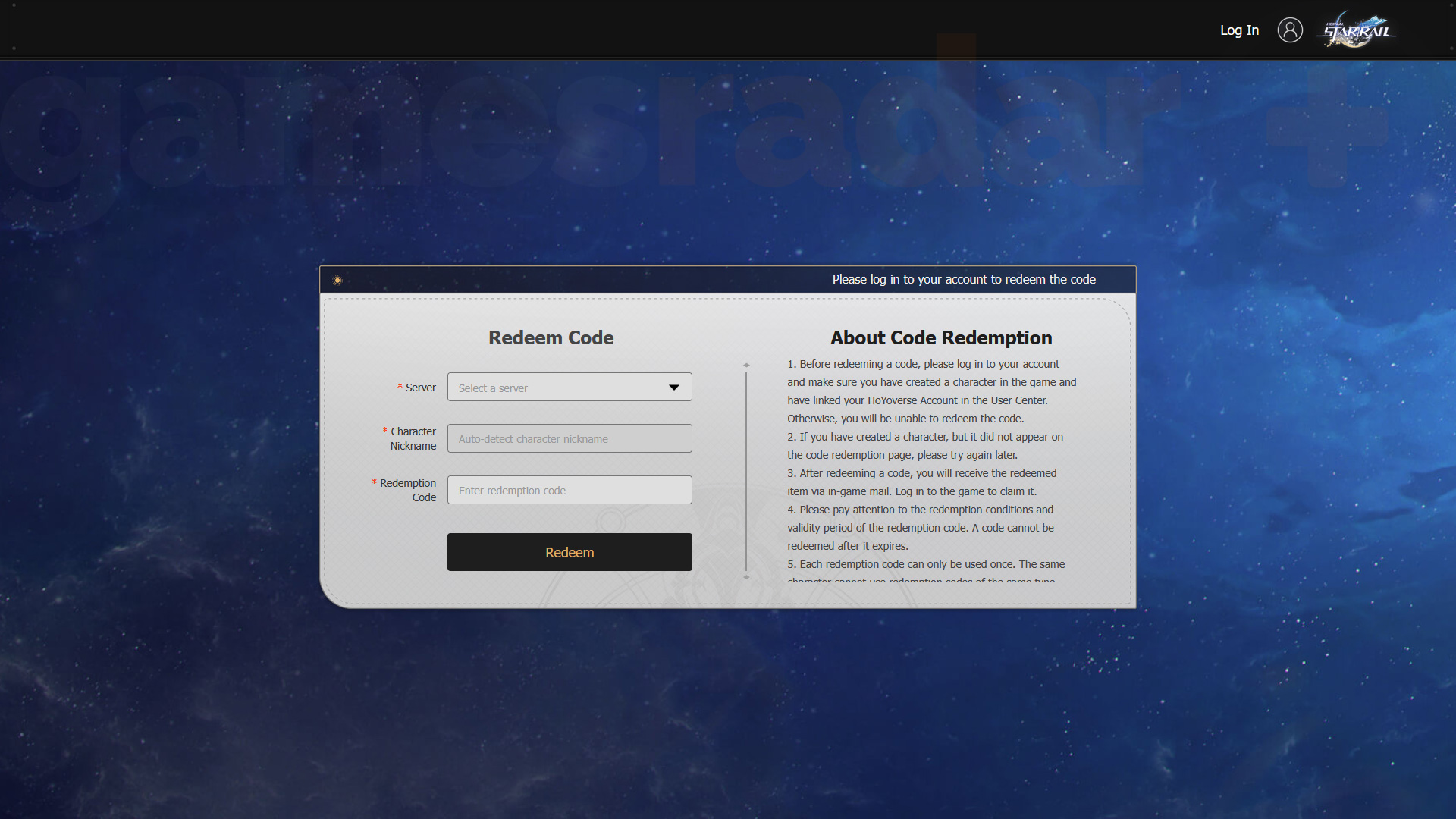 How to redeem Honkai Star Rail codes through the official website