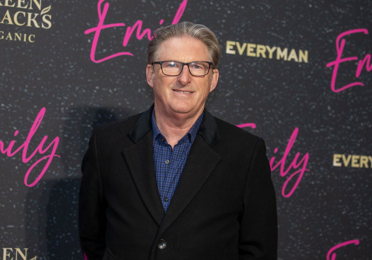  Line of Duty star Adrian Dunbar attends the UK premiere of &quot;Emily&quot; at Everyman Borough Yards wearing a dark suit and navy shirt