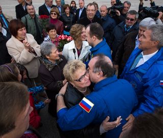 Expedition 36 Commander and Flight Engineer Welcomed After Soyuz Landing