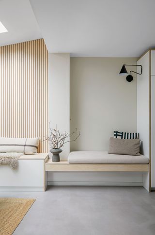 a bench seat in a modern space