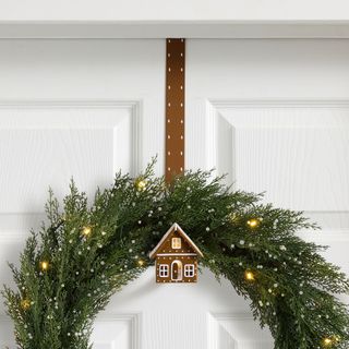 Lit Gingerbread House Wreath Hanger