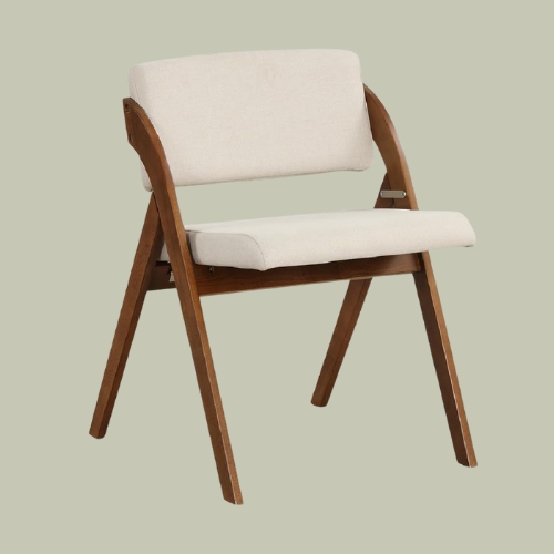 COSTWAY, Costway Padded Folding Chair Set of 2, Wooden Counter Dining Chairs With Linen Fabric Seat, Backrest &amp;amp; Rubber Wood Legs, Modern Upholstered Kitchen Office Conference Seats, No Assembly (walnut+beige)