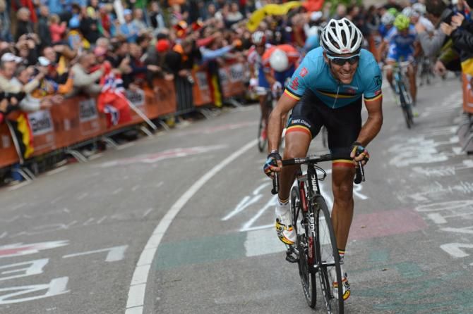 2011 Worlds: Philippe Gilbert (Belgium) solos away from his rivals in the finale en route to a world championship