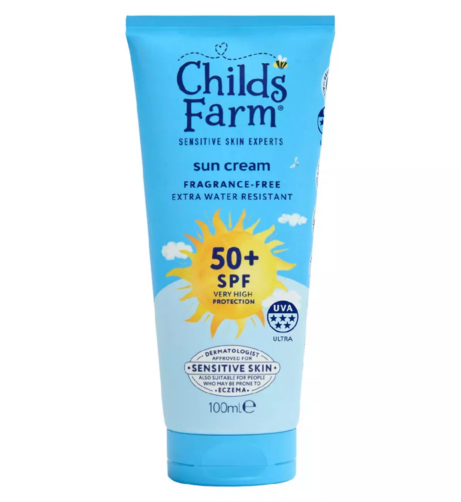 Childs Farm Spf 50+ Sun Cream 100ml Fragrance Free Sunscreen for Kids & Sensitive Skin