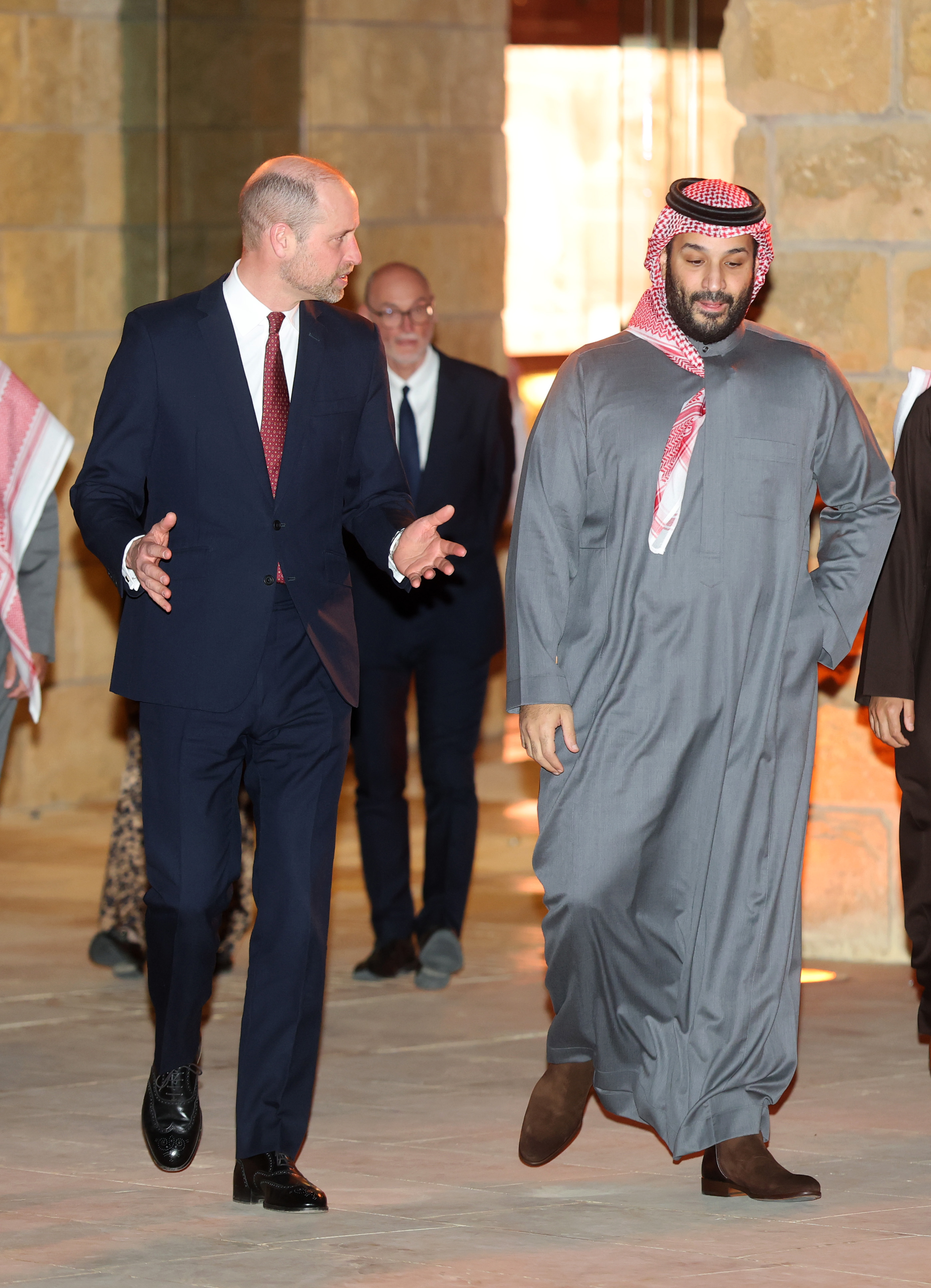 Prince William walking next to Crown Prince Mohammed bin Salman Al Saud