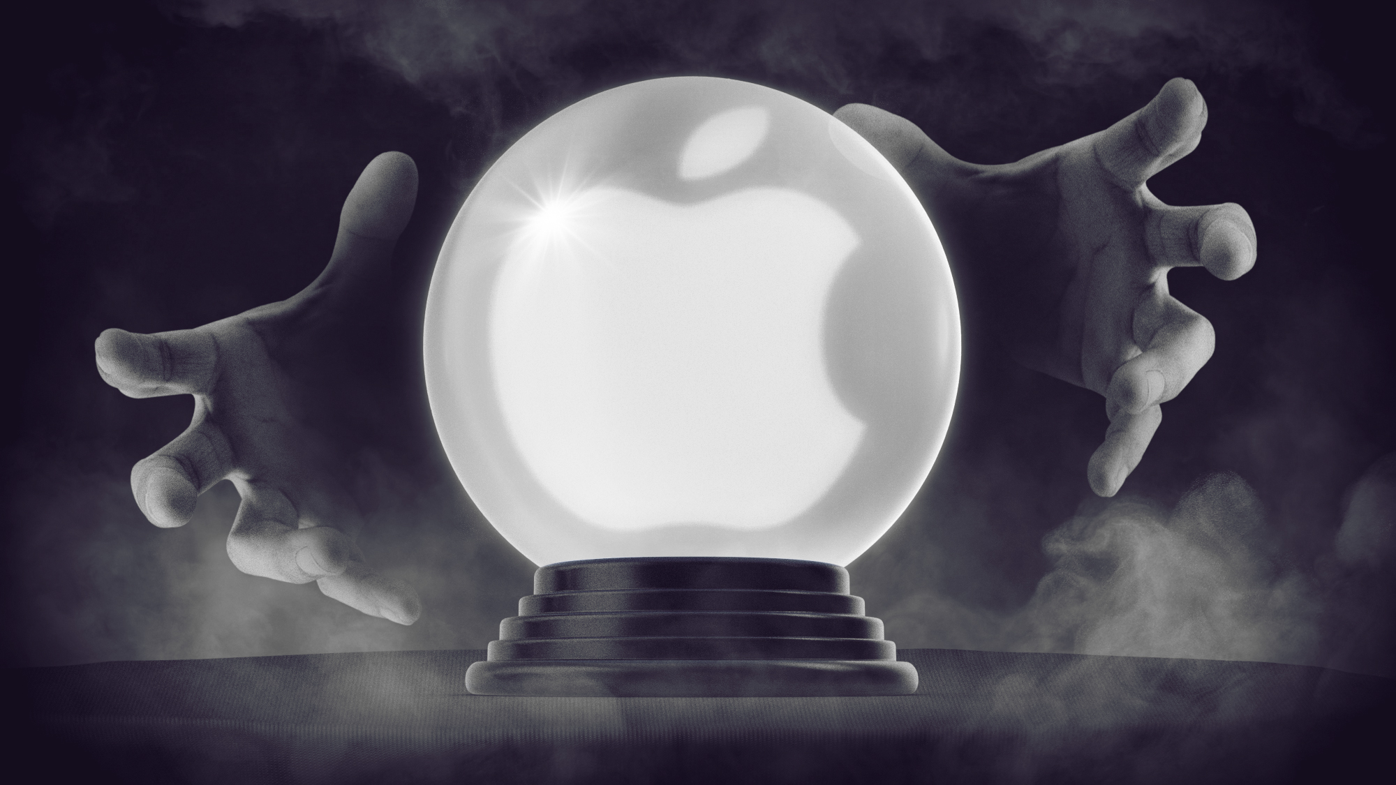Illustration of a crystal ball showing the Apple logo