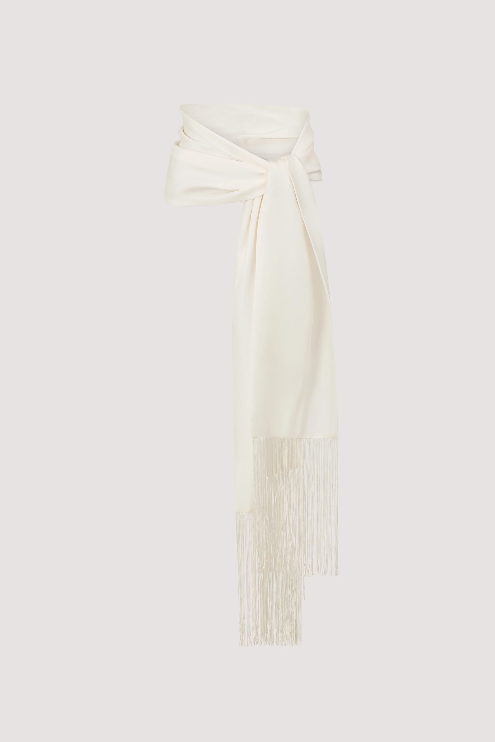 white fringe scarf belt
