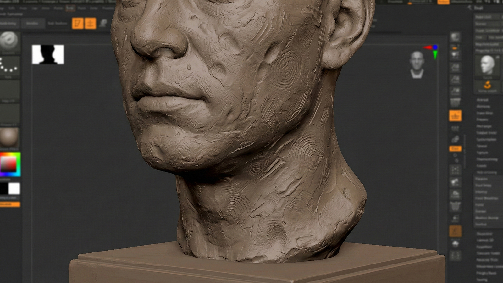 A sculpture in ZBrush showing finger prints