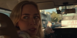 Emily Blunt reversing in car during Quiet Place Part II