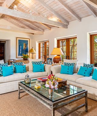 Living room in The Rosenthal Estate in Malibu