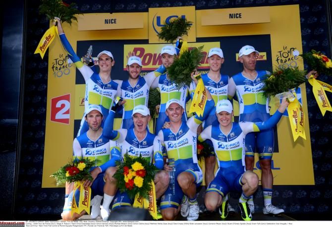 Orica-GreenEdge celebrates its stage 4 team time trial victory
