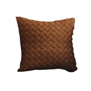 Vctops Boho Basket Weave Pattern Decorative Throw Pillow Cover Super Soft Suede Solid Square Accent Cushion Case for Couch Sofa Car (champagne,18