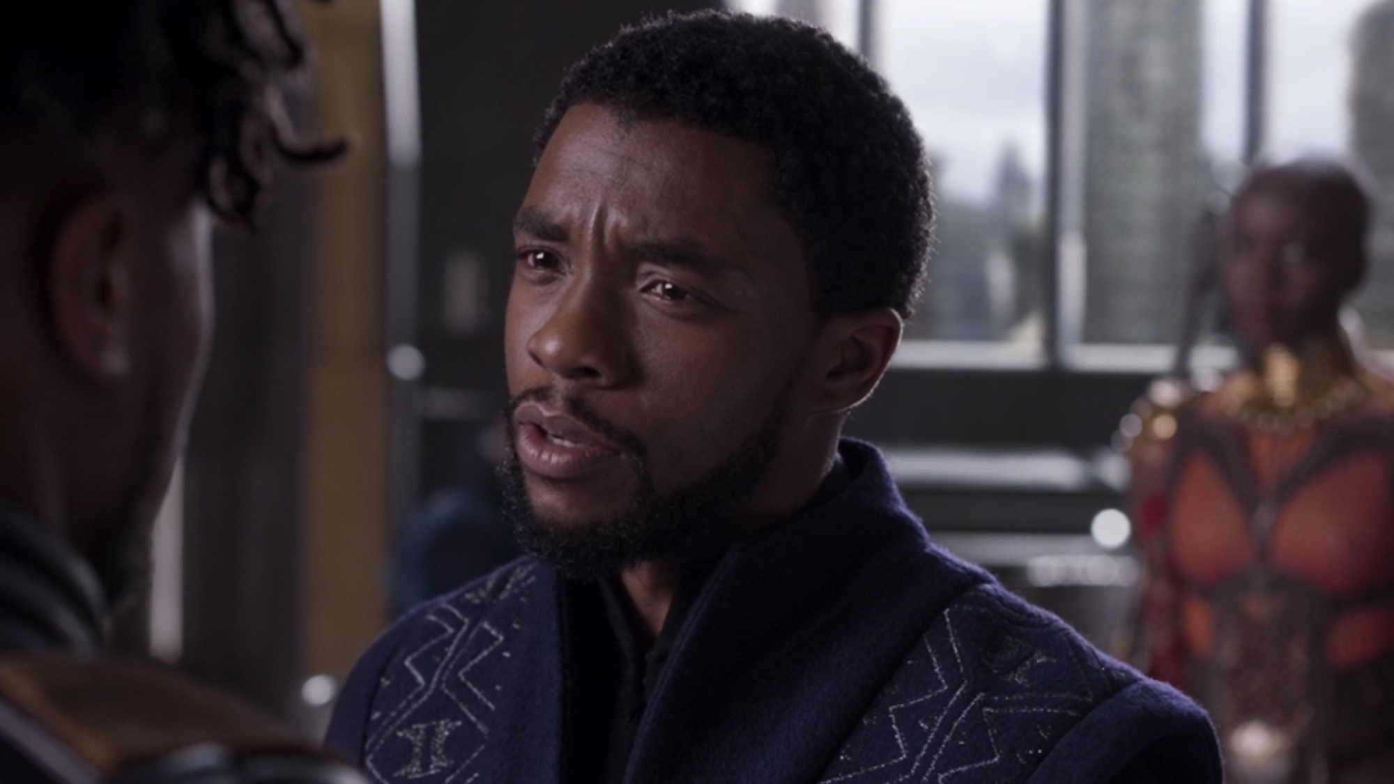 T'Challa talking to Killmonger in Black Panther.