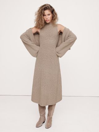 Banana Republic, Vestido suéter midi com gola alta e mistura de lã merino