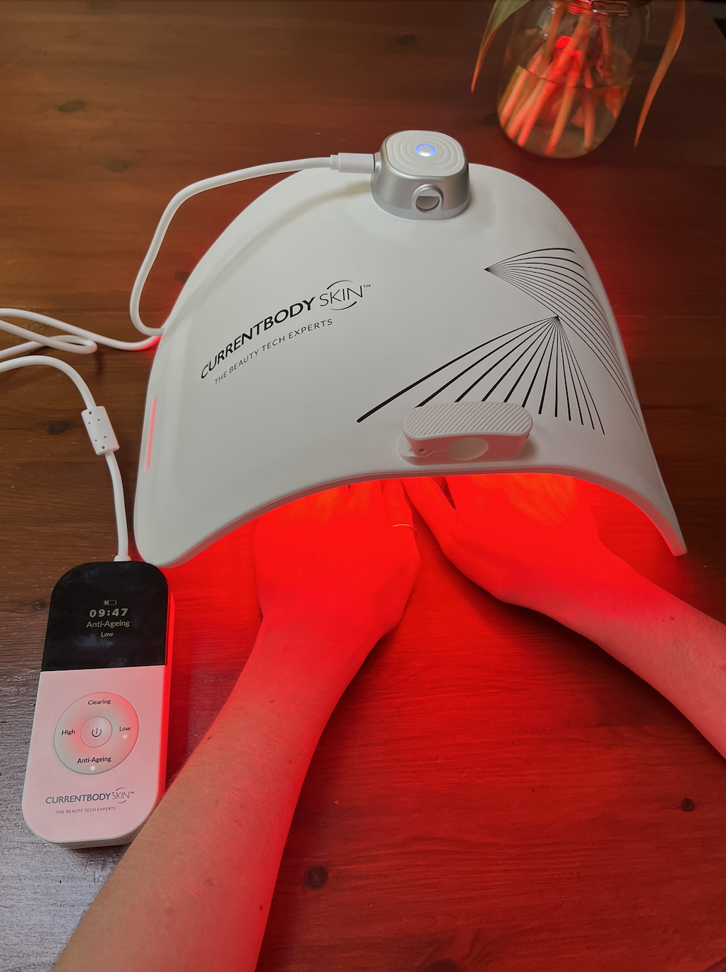 Sophie testing the Currentbody LED panel