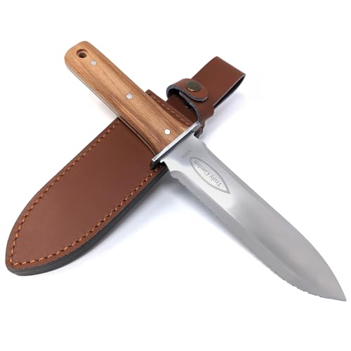 Classic Hori Hori Garden Knife With Extra Sharp Blade, Thickest Leather Sheath - in Gift Box
