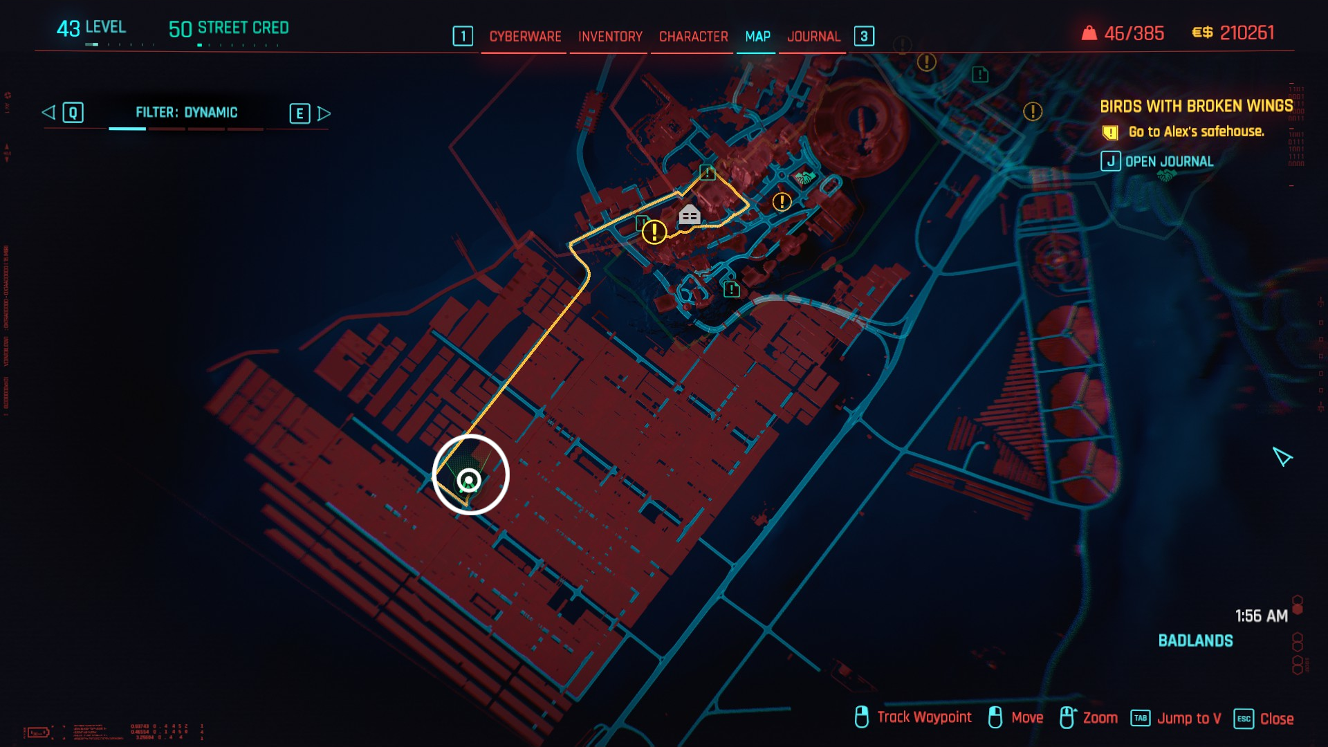 Ein Bild, das den Standort eines Arcade-Schranks in Cyberpunk 2077 zeigt.