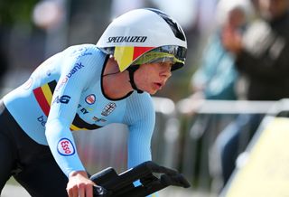 HASSELT BELGIUM SEPTEMBER 11 Lotte Kopecky of Team Belgium sprints during the 30th UEC Road Cycling European Championships 2024 Womens Elite Individual Time Trial a 313km from HeusdenZolder to Hasselt UCIWWT on September 11 2024 in Hasselt Belgium Photo by Luc ClaessenGetty Images