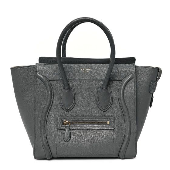 Celine Drummed Calfskin Micro Luggage Kohl