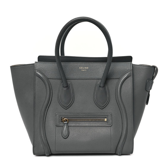 Celine Drummed Calfskin Micro Luggage Kohl
