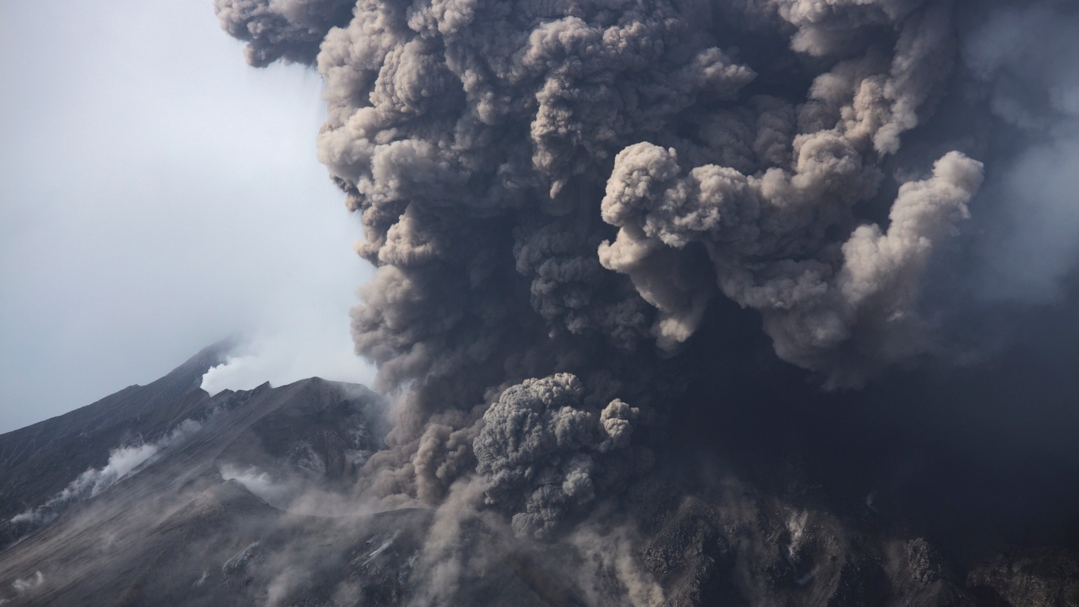 An explosive volcanic eruption seen up close.