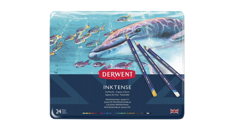 Best Watercolour Pencils: box of Derwent Inktense pencils