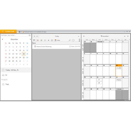 The task list is located next to the calendar, so you can plan your schedule and each day accordingly.