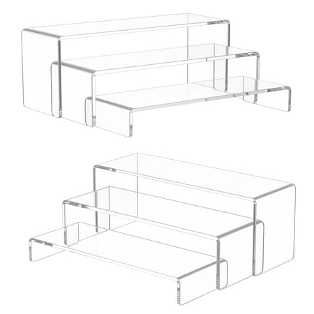 Niubee 6 Pcs 12&quot; Large Acrylic Risers, Acrylic Display Riser, Thickened to 5mm Clear Rectangular Display Shelf for Cupcake Stand, Collectibles Display and Retail Showcase, Tiered Desktop Decor