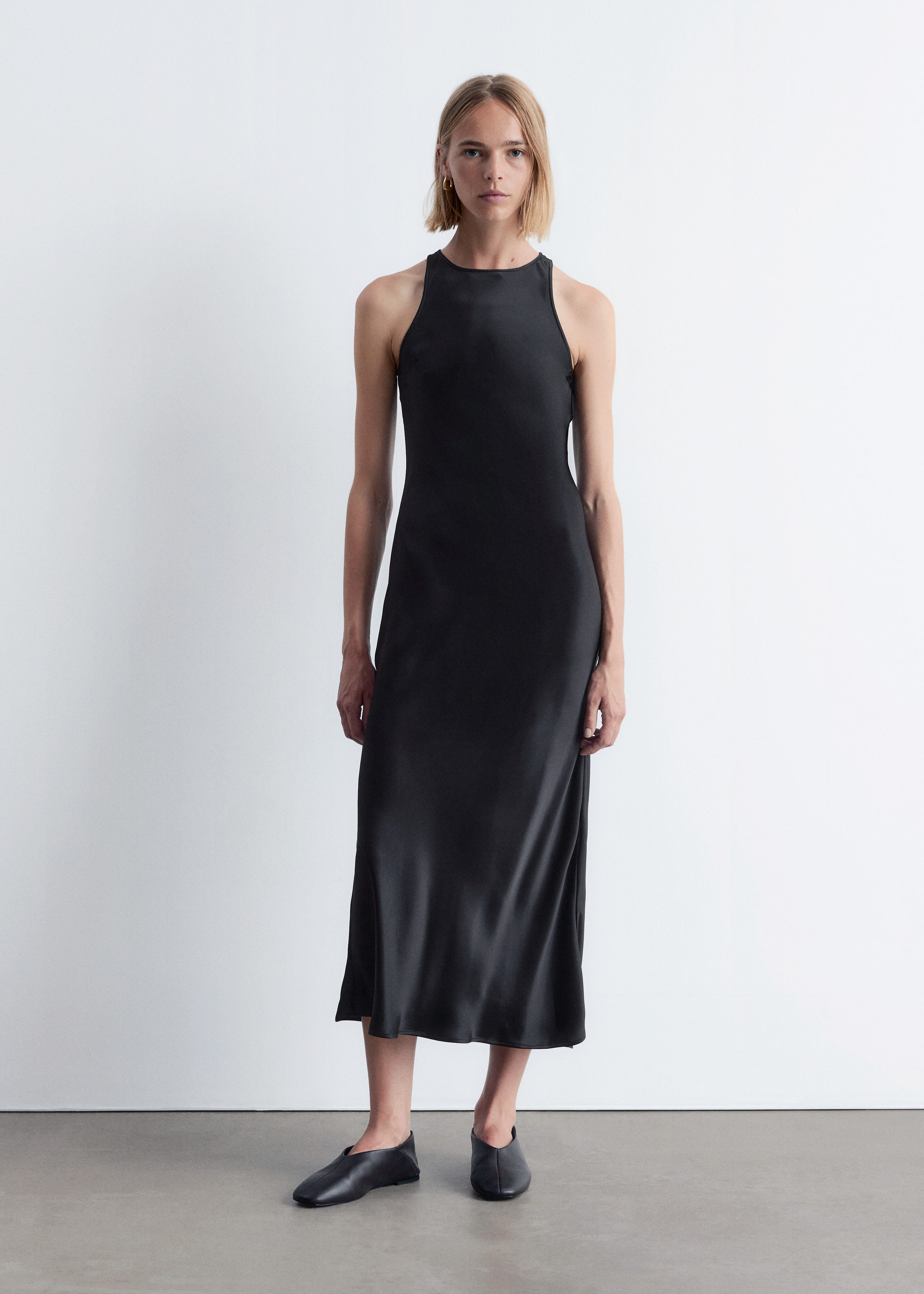 Sleeveless Satin Midi Dress