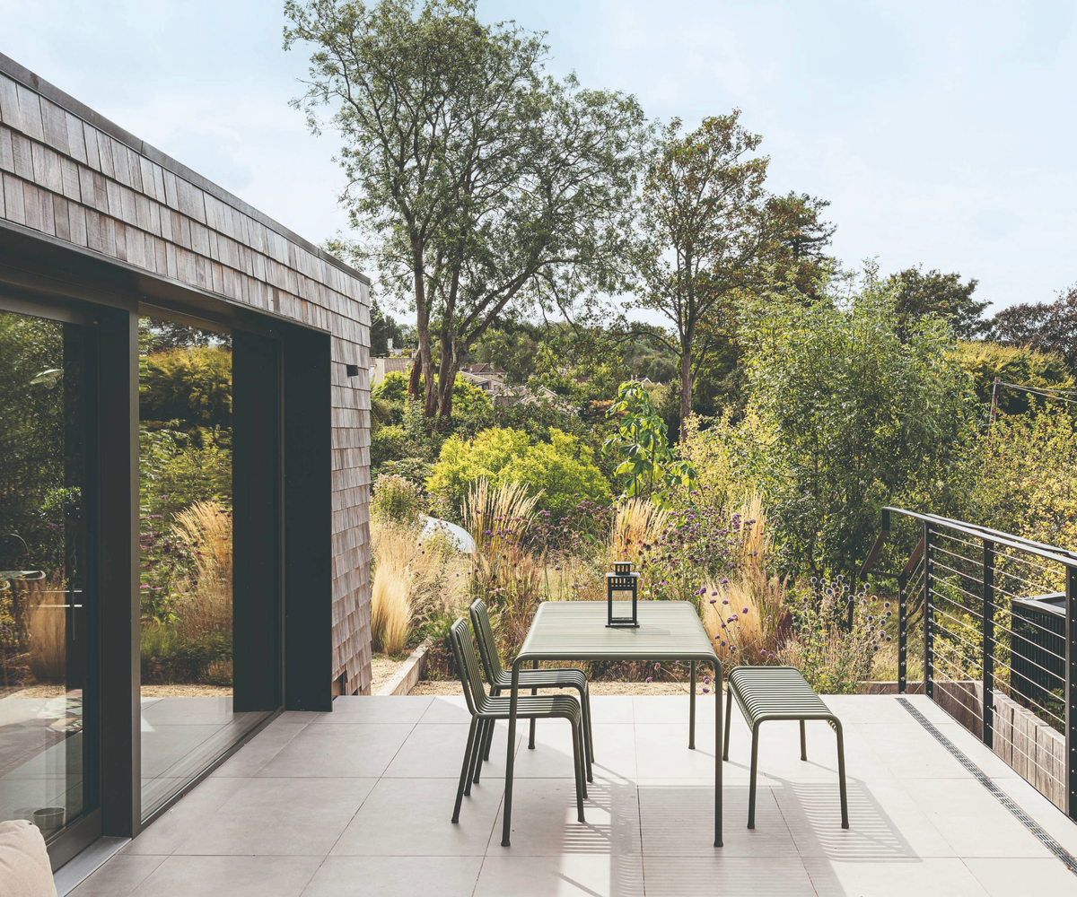 Patio area with dining table