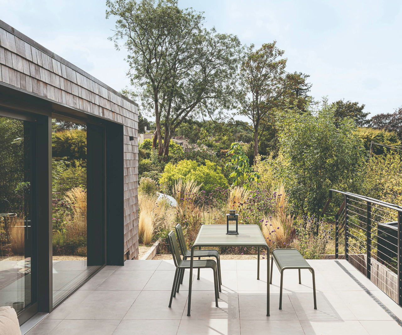 Patio area with dining table