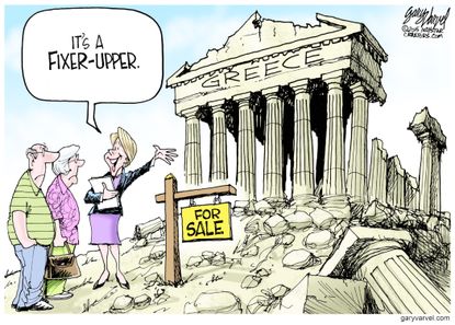 Editorial cartoon World Greece