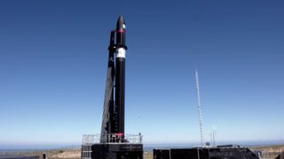 The Rocket Lab Electron booster that will launch the "Return to Sender" mission, which is scheduled to lift off on Nov. 19, 2020 from New Zealand.