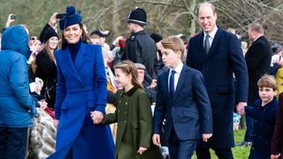 Catherine, Princess of Wales, Princess Charlotte of Wales, Prince George of Wales, Prince William, Prince of Wales and Prince Louis of Wales attend church on Christmas Day 2023