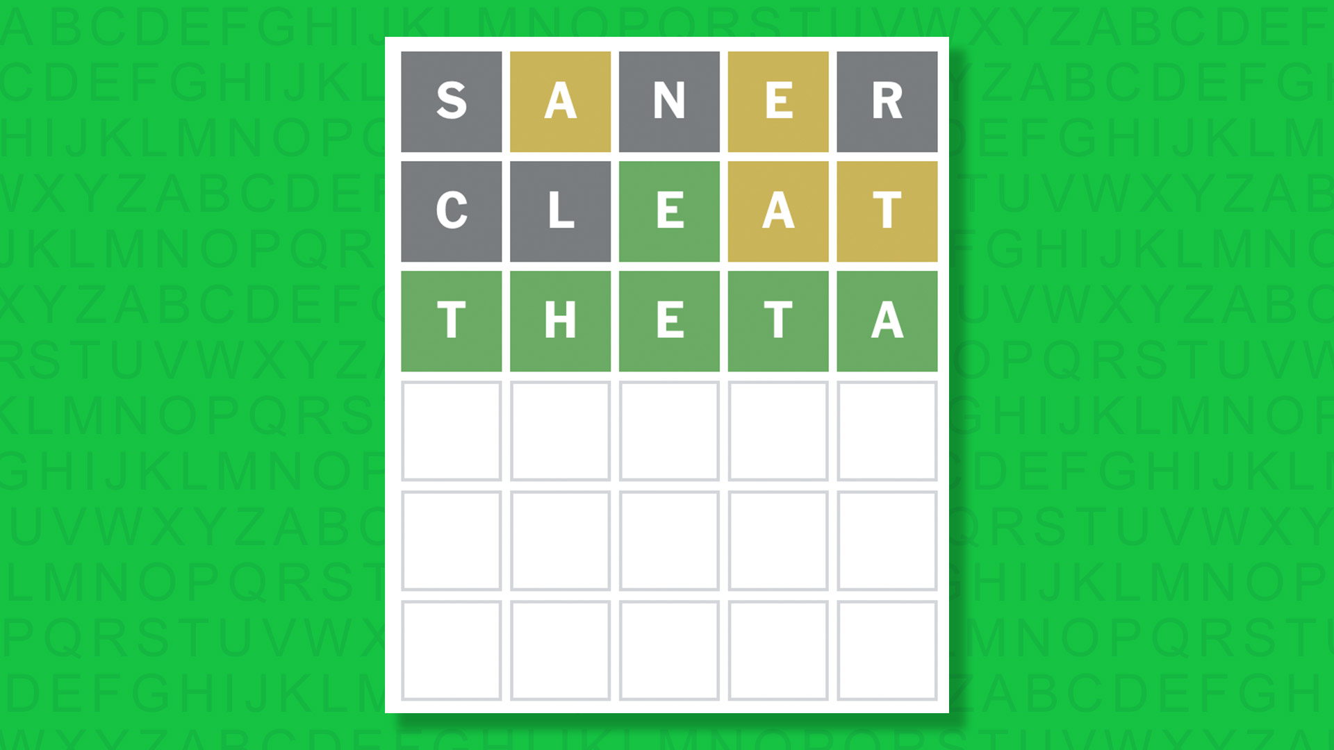 NYT Wordle answer for game 1916 on a green background