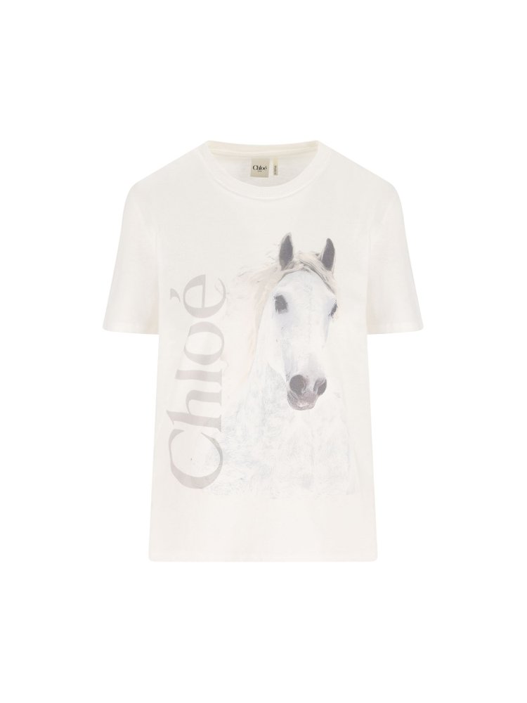 Chlo&eacute; Crew-Neck Jersey Logo T-Shirt