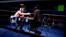 Players participate in a chessboxing match in Smallburgh, England, on July 6, 2024. 