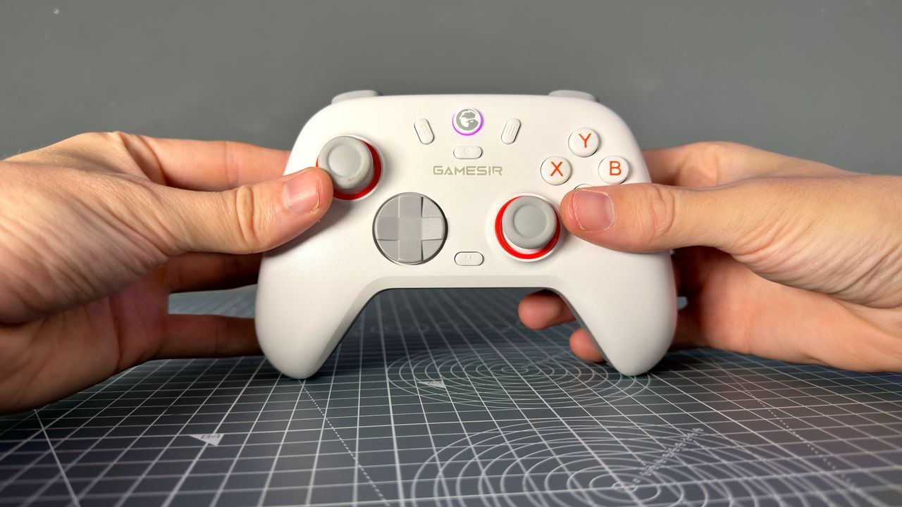 GameSir Nova Lite 2 controller in white colourway on a desk.