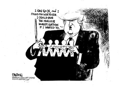 Political cartoon U.S. Trump Mueller investigation constitution