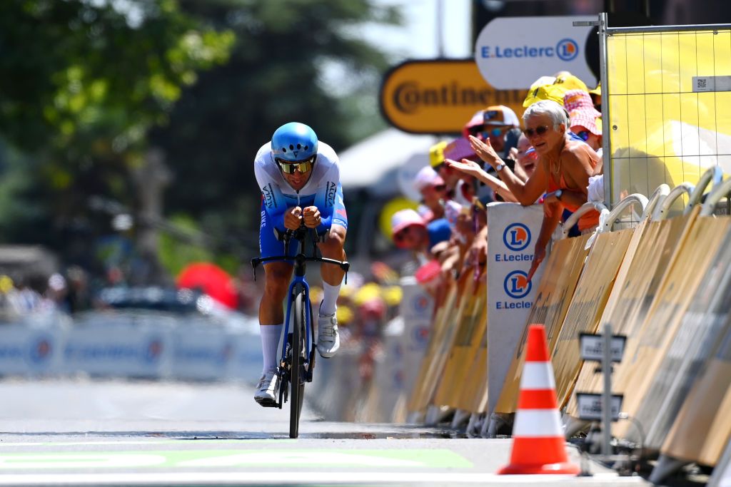 ROCAMADOUR FRANCE JULY 23 Michael Matthews of Australia and Team BikeExchange Jayco crosses the finish line during the 109th Tour de France 2022 Stage 20 a 407km individual time trial from LacapelleMarival to Rocamadour TDF2022 WorldTour on July 23 2022 in Rocamadour France Photo by Tim de WaeleGetty Images