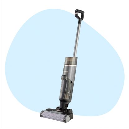 Shark vacuum mop on a blue and white background
