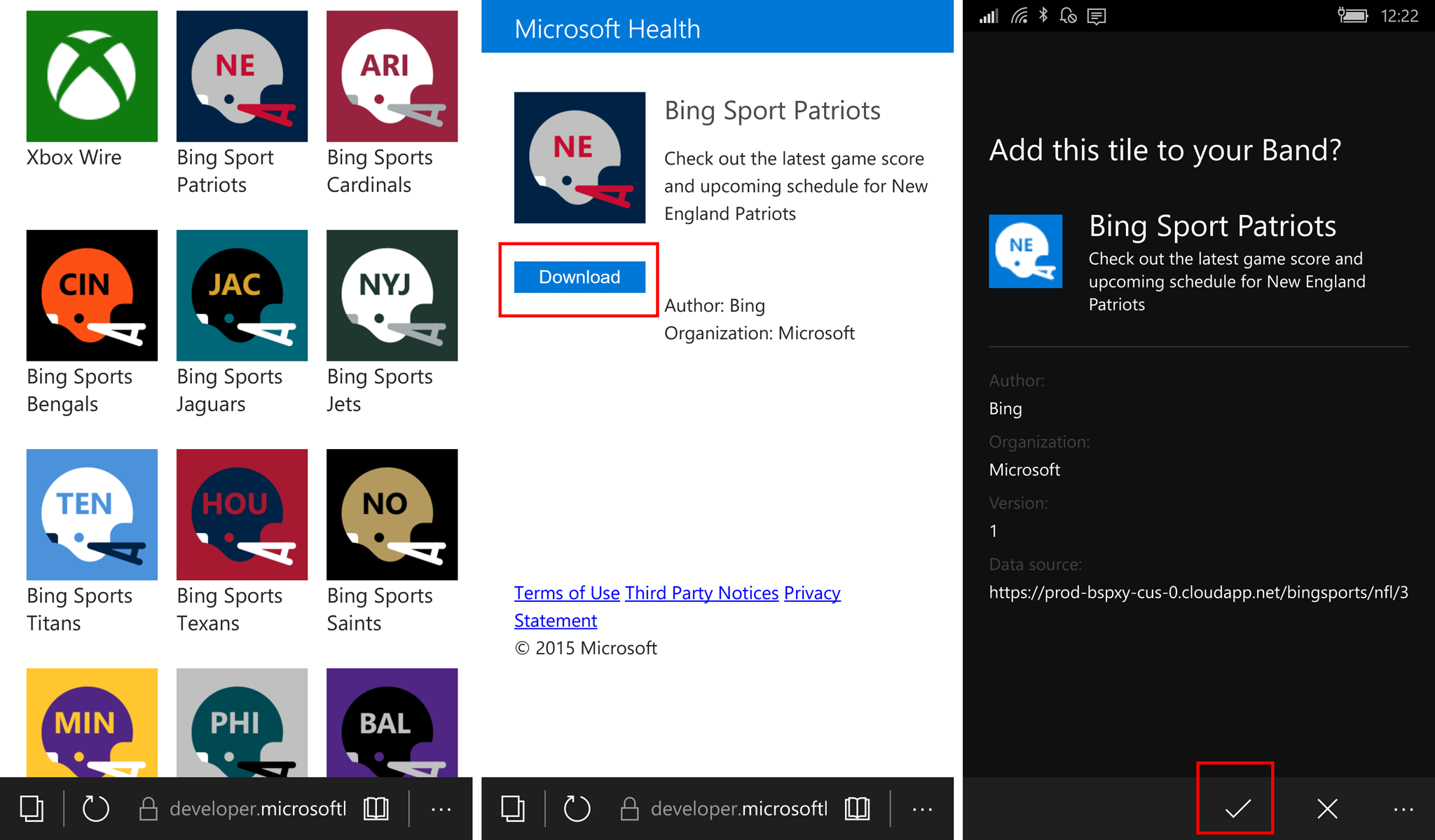 Microsoft Band 2 Tiles