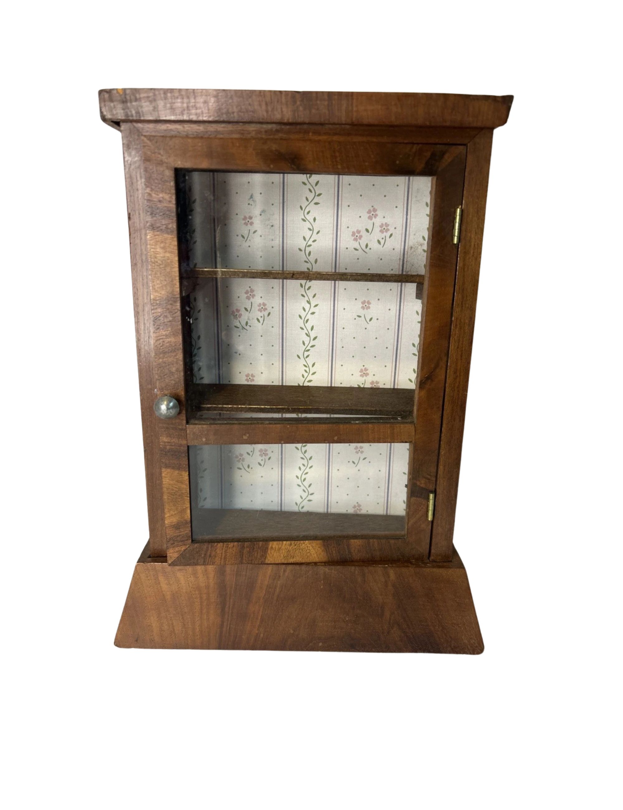 eBay, Antique Dutch Wooden Wall Display Case with Glass Door Curio Cabinet