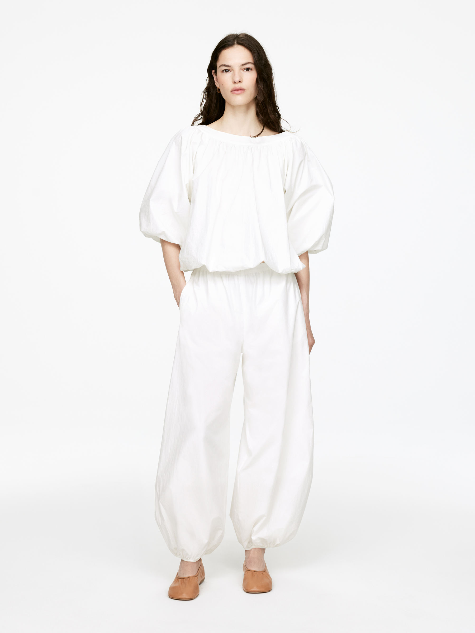 Balloon-Leg Poplin Trousers – White – Women – Arket Gb