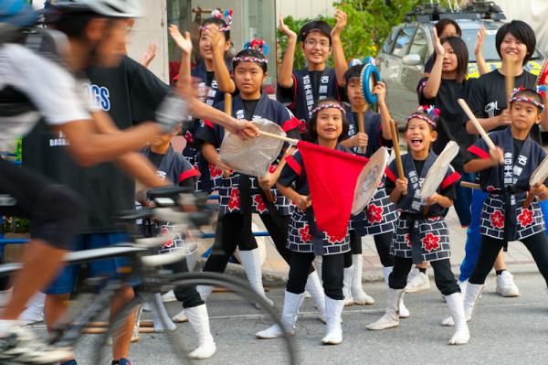Local children headed to the race to support riders.